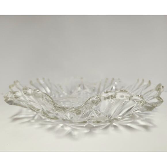 Vintage Pressed Glass Bowl with Fruit Motif Cut Diamond Star Pattern - Picture 3 of 6